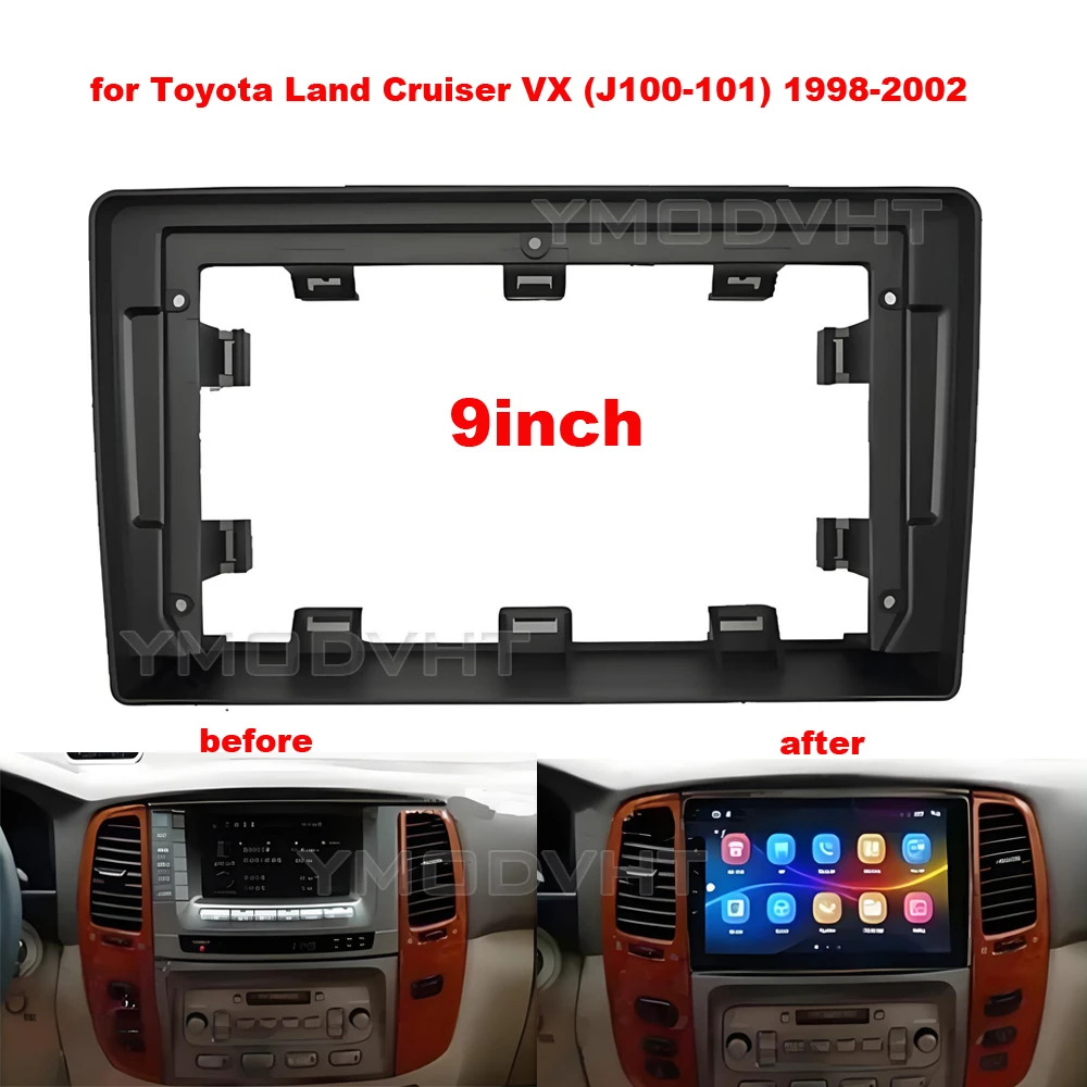 

9-дюймовый автомобильный радиоприемник для Toyota Land Cruiser VX (J100-101) 1998-2002, монтажная пластина DVD, монтажная панель, комплект отделки панели