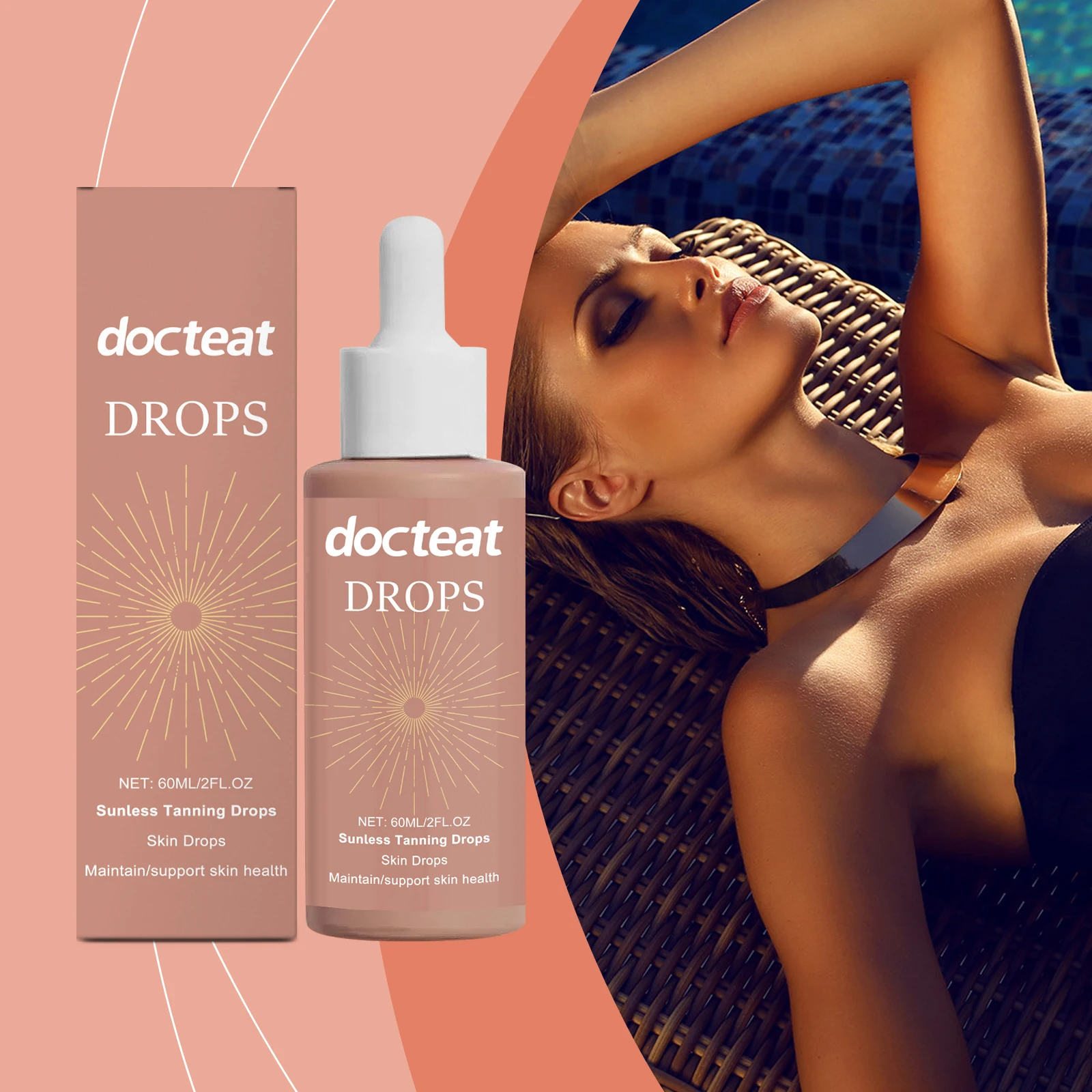 Pure Herbal Tanning Supplement Drops, Light Absorbed Hydrated Smooth Refresh Original Lock Daily Elastic Body Treatment