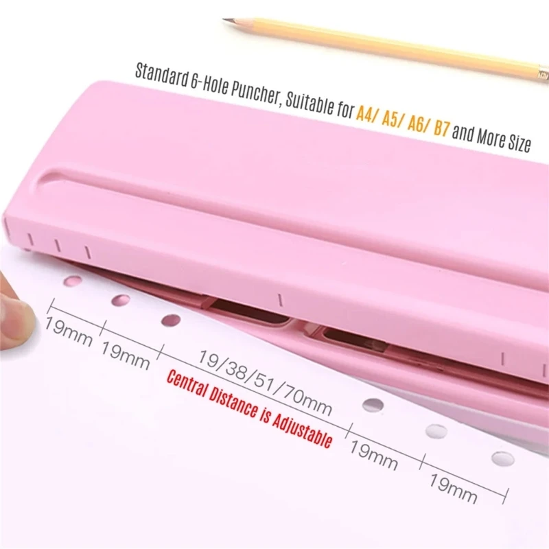 6 Hole Portable Handheld Hole Puncher, Daily Paper Puncher for Loose Leaf