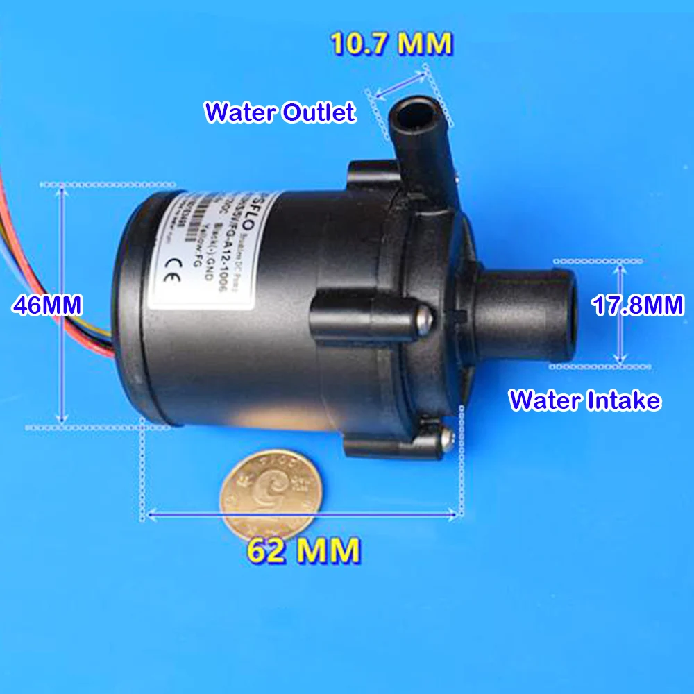 Mini Brushless Water Pump Submersible Impeller DC 12V 18W 600L/H Centrifugal Small Water Pump Large Flow for Water Circulating