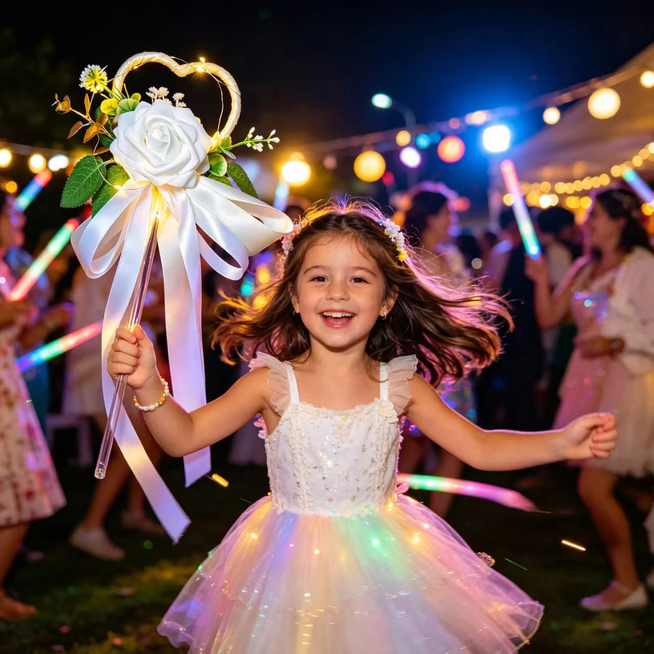 

2 шт. светодиодные свадебные волшебные палочки-букеты в форме сердца для девочек-цветочниц