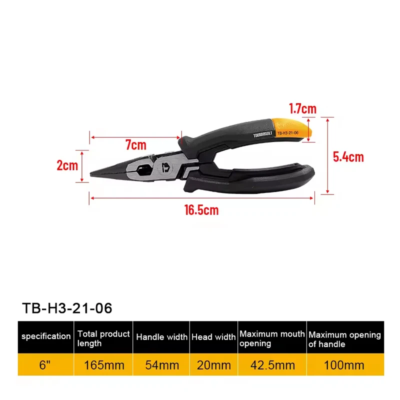 كماشة أنف مدببة متعددة الأغراض مقاس 6 بوصات من TUGHBUILT TB-H3-21-06 أدوات يدوية بمقبض مريح موفرة للعمالة #5