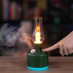 Desktop Retro Lamp Air Humidifier USB Rechargeable Wireless Aroma Diffuser Essential Oil Rechargeable 7Color Lights Cool Mist