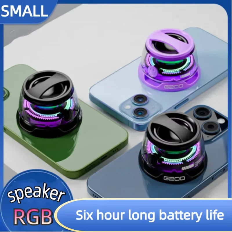 G200 Multifunction Mini Bluetooth Speaker Magnetic Portable USB Rechargeable Subwoofer Speaker RGB Lighting Wireless Sound Box