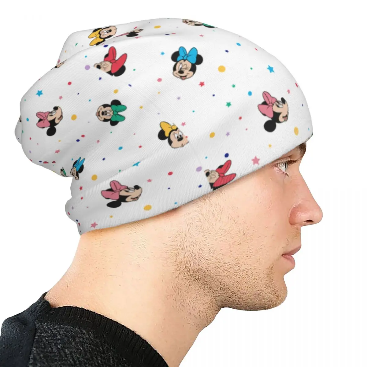 미키 미니 마우스 레인보우 보우 캡 패션 남성 여성 야외 스컬리 비니 모자 여름 따뜻한 이중 용도 보닛 모자