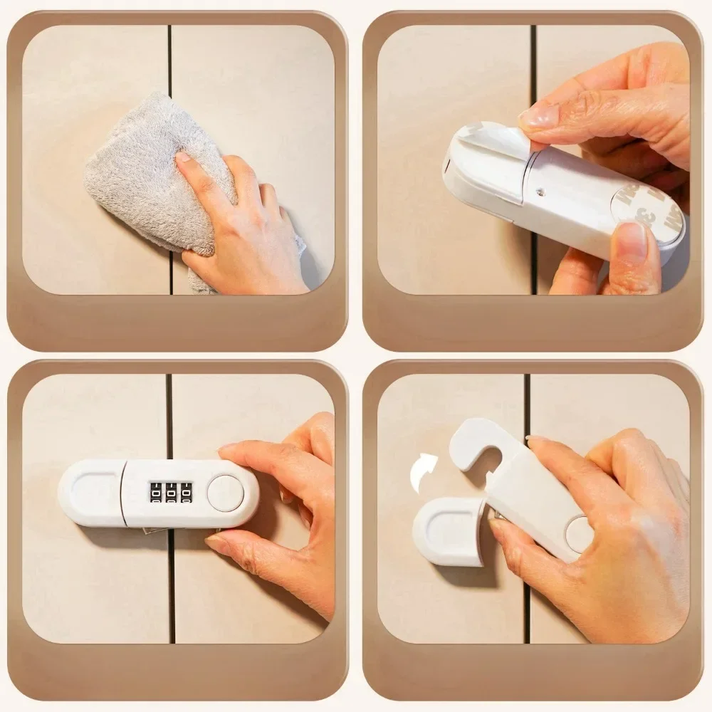 Combination Lock for Cabinet Door Refrigerator and Wardrobe Child Resistant Password Lock No Damage Installation