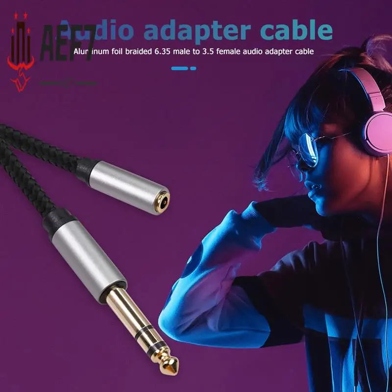 

AEF7-Audio Adapter 6.35Mm 1/4 Male To 3.5Mm 1/8 Female Stereo Jack For Amplifiers, Guitar, Keyboard Piano, Home Theater