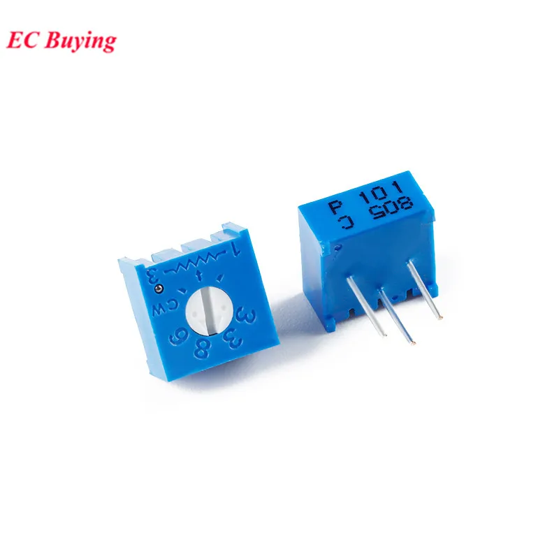 10pcs 3386P 1K 2K 5K 10K 20K 50K 100K 100R ohm Trimmer Potentiometer Variable Resistor Cermet Trimpot 3386 101 102 202 502 103