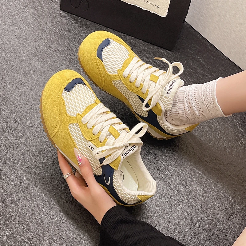 Zapatos de entrenamiento alemanes con empalme de malla Retro Minority para mujer en 2025, zapatos deportivos informales versátiles y cómodos Forrest Gump