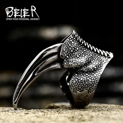 BEIER Punk Stainless Steel Men's Domineering and delicate Eagle Claw  Ring Man's High Quality Details are clear Jewelry BR8-784