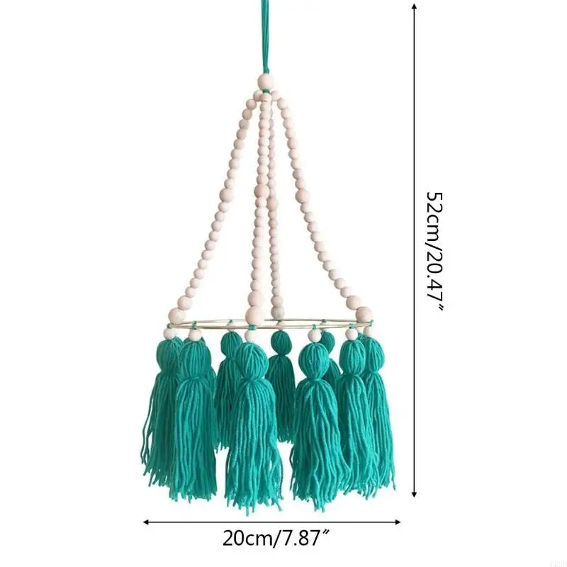 F62d Baby Crib Beads Wooden Beads Tassel Wind Chimes Bed Rattle Kids Kids Room Hanging Decoration Props Props