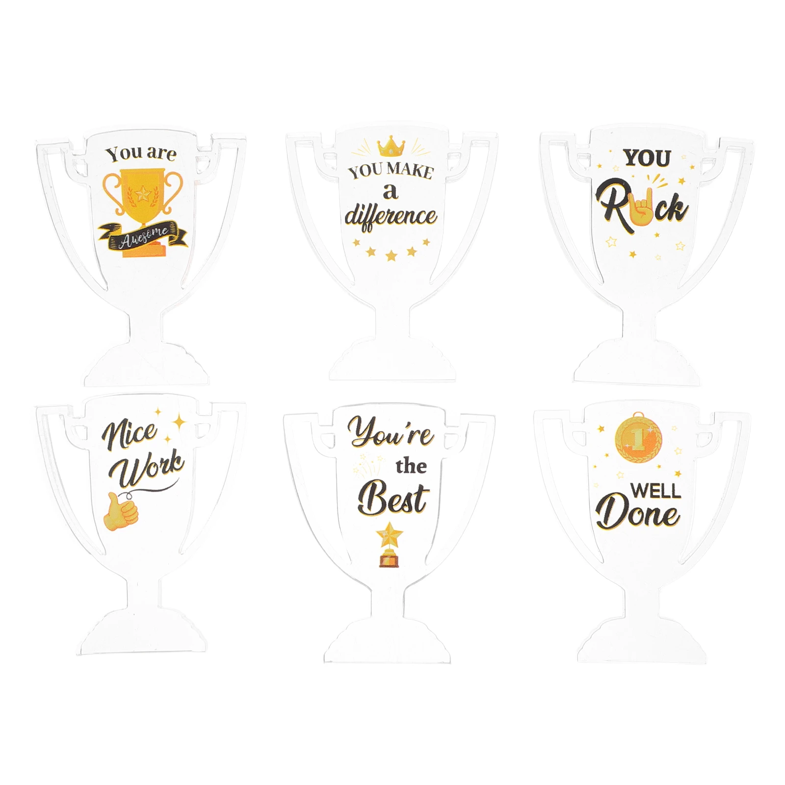 

6 PCS Mini Acrylic Trophy Office Trophies Decor Gift Thank You Plaque Preschool Great Award for Appreciation Employee