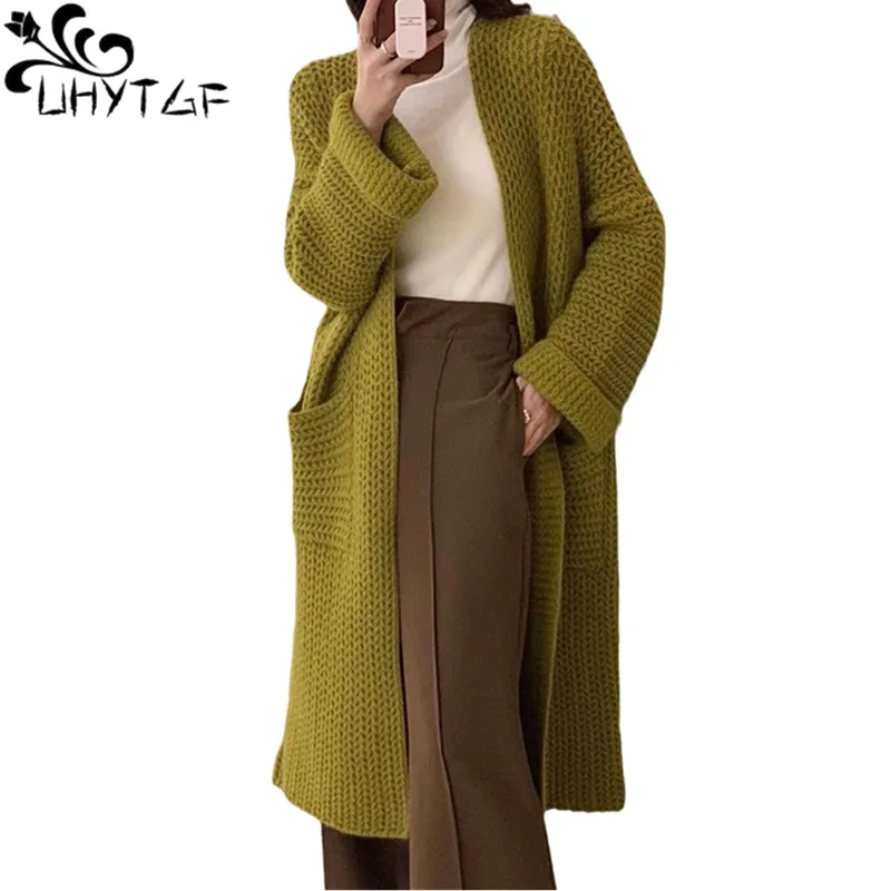 

Long Cardigan Women Autumn Winter 2023 New Korean Fashion Oversized Knitted Sweater Female Casual Long Sleeve Knitwear Coat 2807