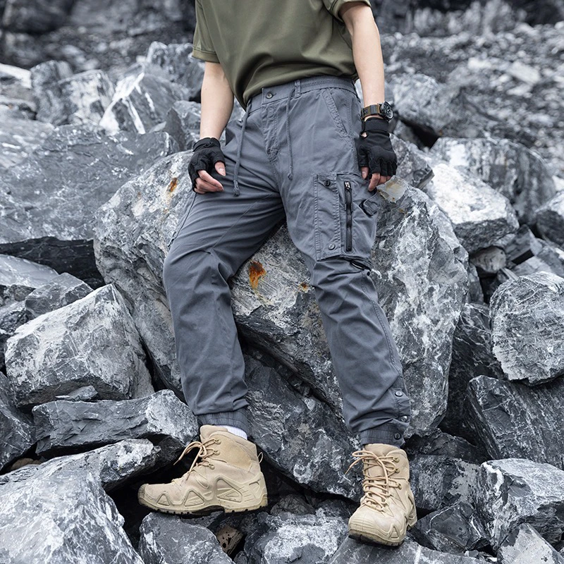 

New 2026 Summer Thin Work Trousers Men's Trendy Brand Cuffed Multi-ket Loose Elastic Outdoor Mountain Casual Pants
