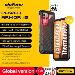 Ulefone-Power Armor 19 Rugged Phone, Global Version, 17GB RAM, 256GB ROM, 108MP, 66W, 9600mAh, Android 12, Mobile Phone