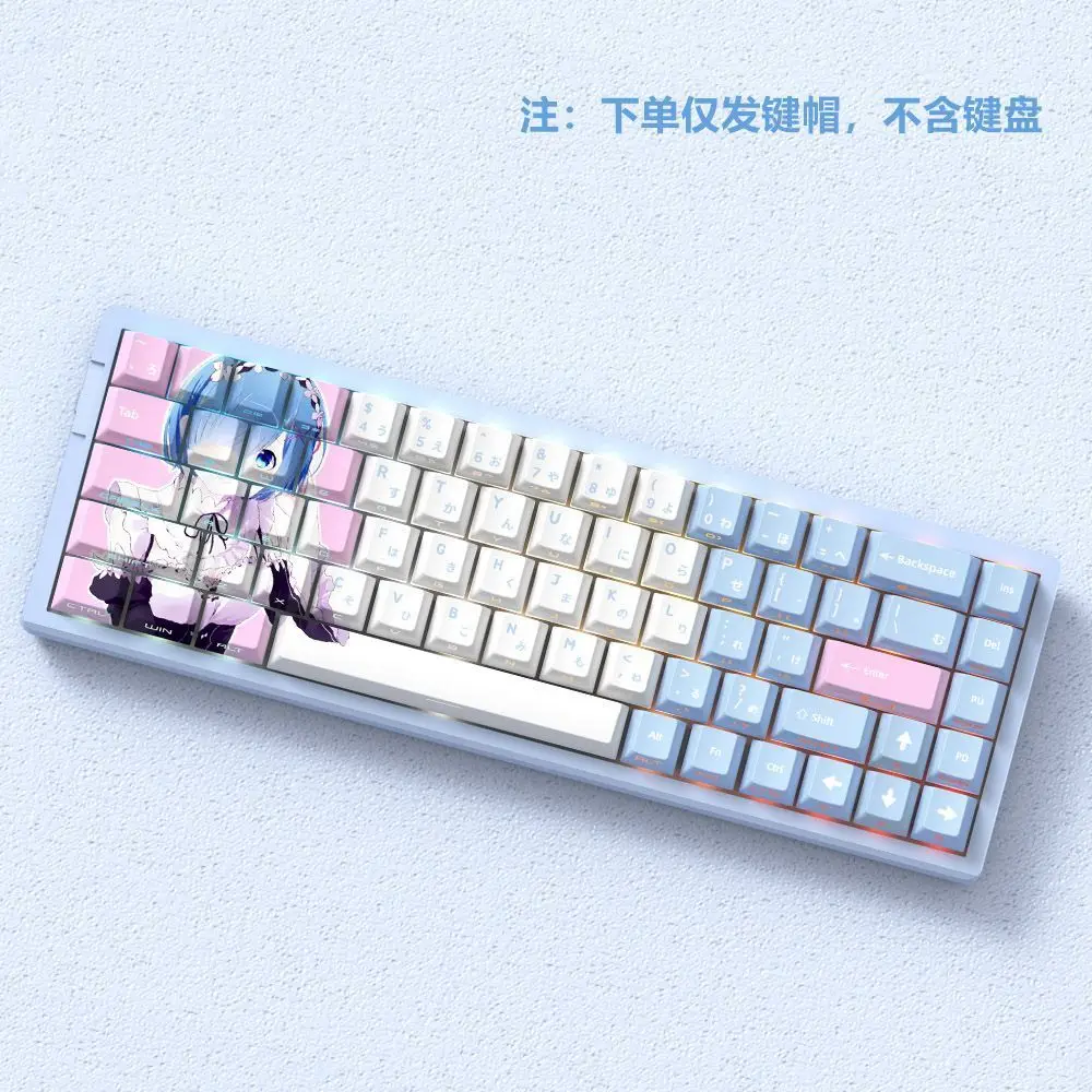 74 Keys Translucent Rem Keycaps Side Print Keycap PBT Cute Key Cap Dye-Sub Cherry Fits 60 65 68 Mechanical Keyboard Cap