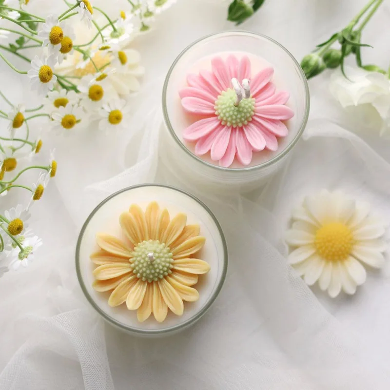 Daisy Silicone Mold DIY Aromatherapy Candle Gypsum Mold Handmade Chrysanthemum Mold for Fondant Cake Decorating Chocolate Tool