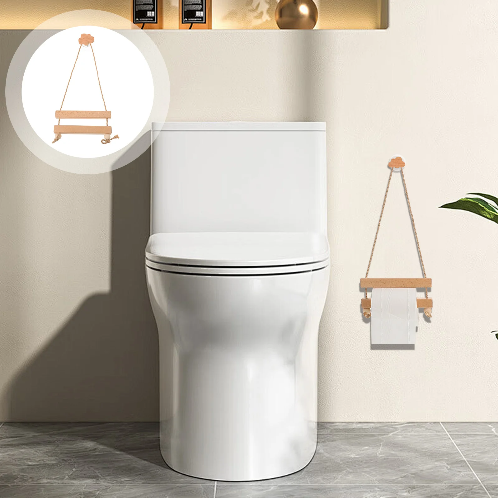 

Wall Mounted Wooden Toilet Paper Holder Rustic Durable Tissue Roll Stand Bathroom Home Decor Accessory Tissue Holder