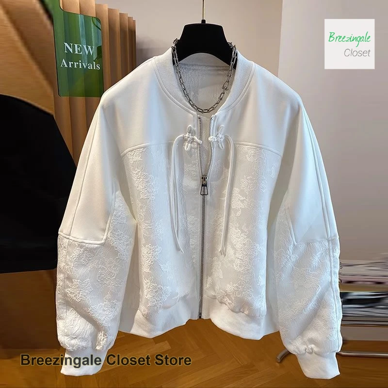 

New Chinese folk style solid color buckle coat women's spring and autumn fashion Joker loose casual baseball uniform jacket top.