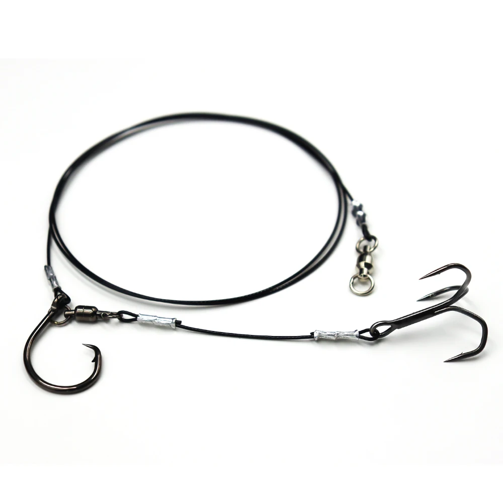 ZYZHE 1/3/5 Stück Stinger Rigs Lebendköder-Rigs mit hochfestem 49-Strang-Stahldraht-Kreishaken für Tiefsee-Angeln – Detail 8