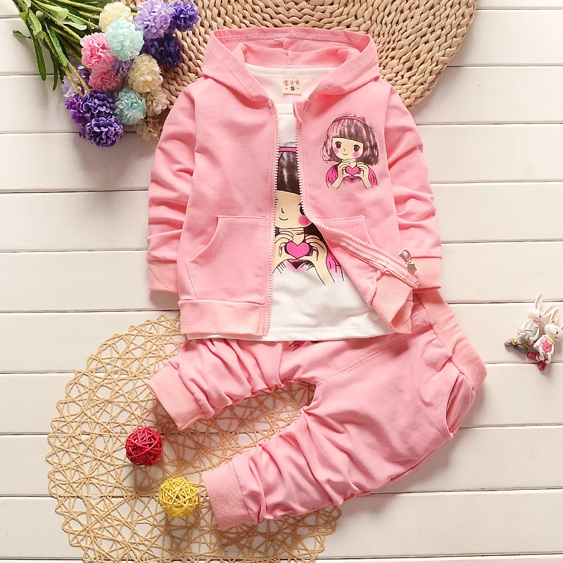 

Outdoor Clothing Spring and Autumn Three Piece Set for Girls and Babies Baby Girl Clothes Sets Mother Kids