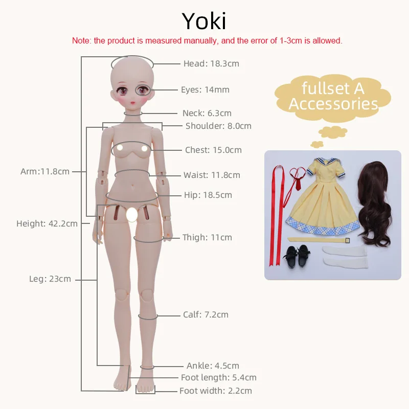 Fantasy Angel 1/4 Yoki BJD Doll MSD Resin Toys Campus Casual Style Dress Ball Jointed Doll Birthday Present Dolls for Girls