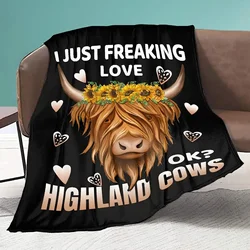 I Just Freaking Love Highland Cows Ok Throw Blankets Cozy Lightweight Plush Animal Throw Decorative Quilts Throws for