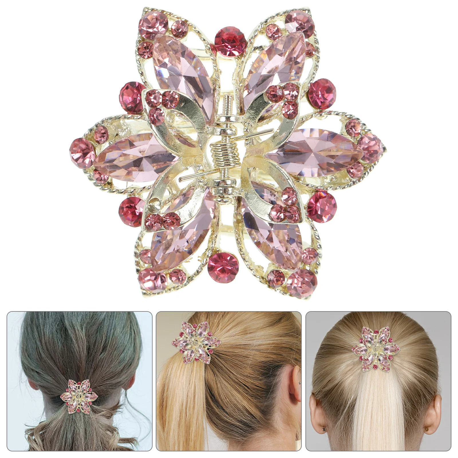 

Rhinestone Small Metal Hair Claw Clip Mini Flower Claw Clips Durable Hair Accessories for Women Wedding Photography