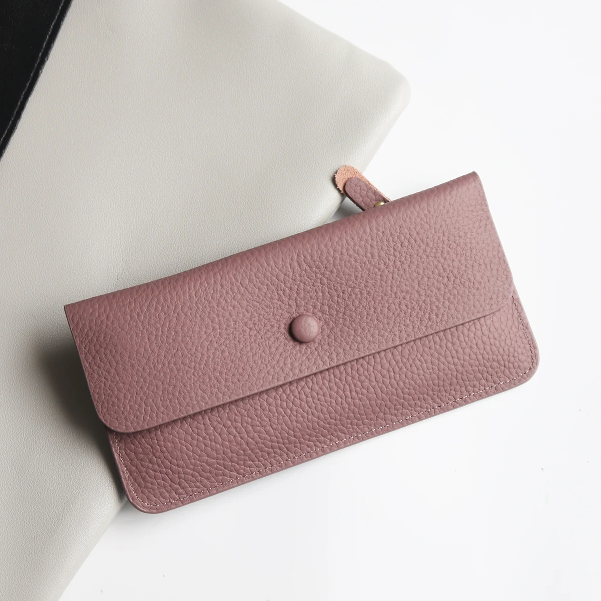 Luxury Clutch Wallet For Women Solid Simple Genuine Leather Female Slim Long Card Holder Purse Organizer Lady Travel Wallet