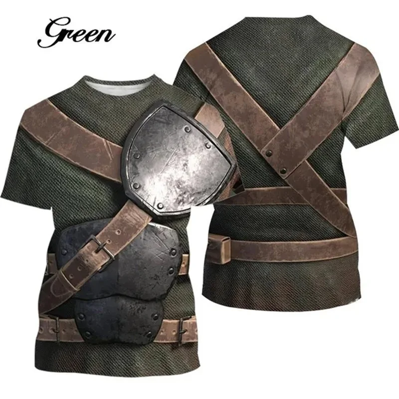 3d Print New Medieval Armor Graphic Tshirt For Men Short Sleeve Personalized Cool T-shirt Tee Tops Mens Oversized Tshirts
