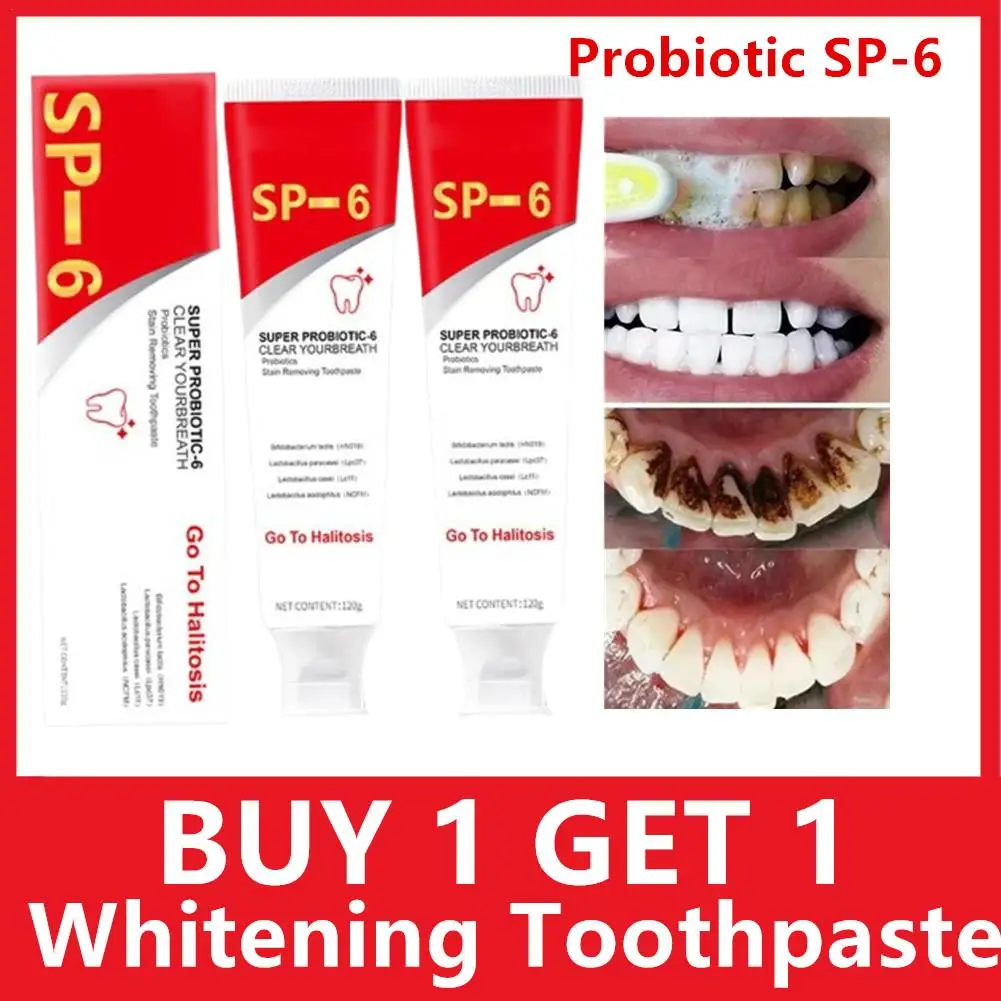 2Pcs Ultra Whitening Toothpaste Fresh Breath Super Bright Probiotic-6 Probiotics Toothpaste Deep Cleaning Oral Care Toothpaste