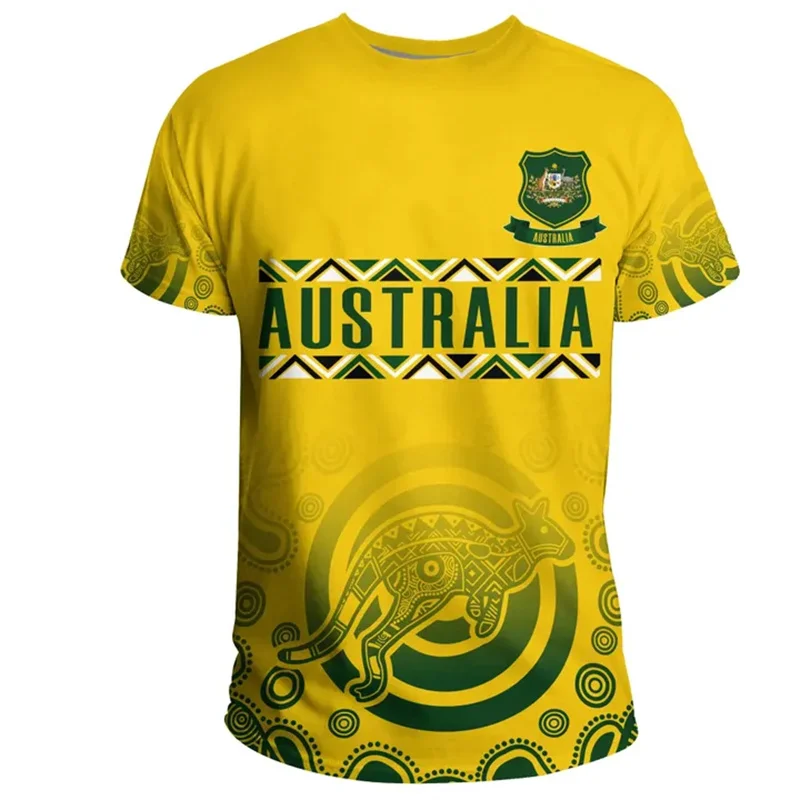 3D Print Australia Flag T Shirts Men Australian National Emblem T-shirt Street Summer Sports Short Sleeve Loose Tees Clothing