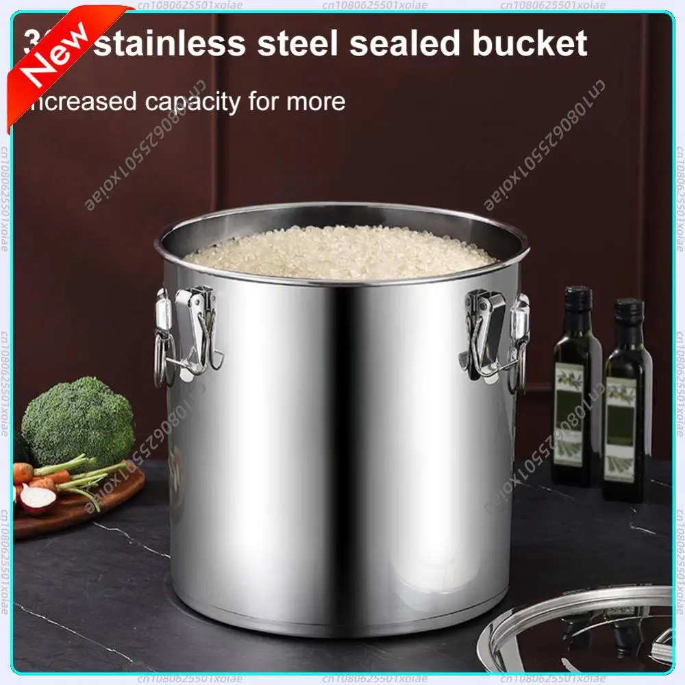 

6/12/21/33L Stainless Steel Airtight Canister with Handles Food Oil Sugar Milk Storage Bucket for Home Kitchen Bar Restaurants