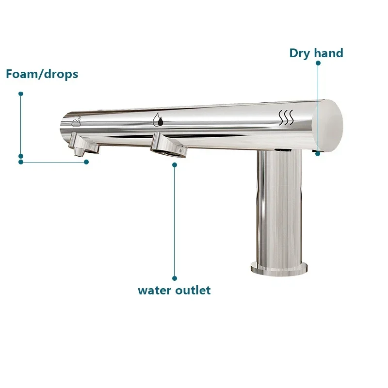 bathroom faucet 3 in 1 sensor faucet hand dryer Drop foam multi-functional hand dryer faucet basin brass kaiping