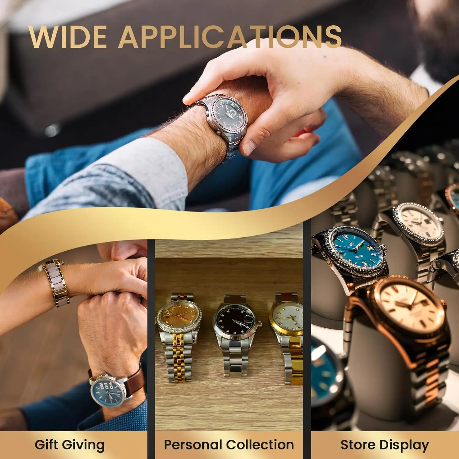 Watch Box 24 Slot Elegant Portable Black Watch Collection Box Case jewelry Men & Women