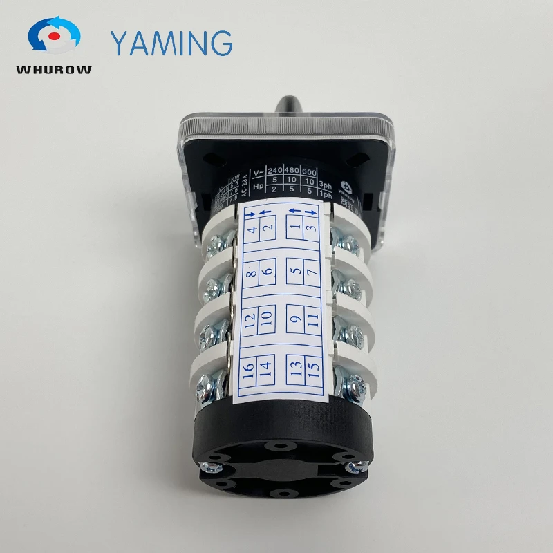 0-6 Position LW31 YMZ12-20/4 Universal Manual Electrical Changeover Rotary Cam Switch 20A 690V 4 Sections 50x50mm