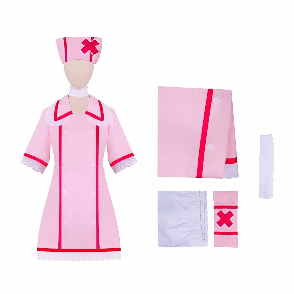 Anime Vocaloid Miku Cosplay Pink Nurse Dress Women Uniform With Hat Socks Halloween Party Costumes view 6