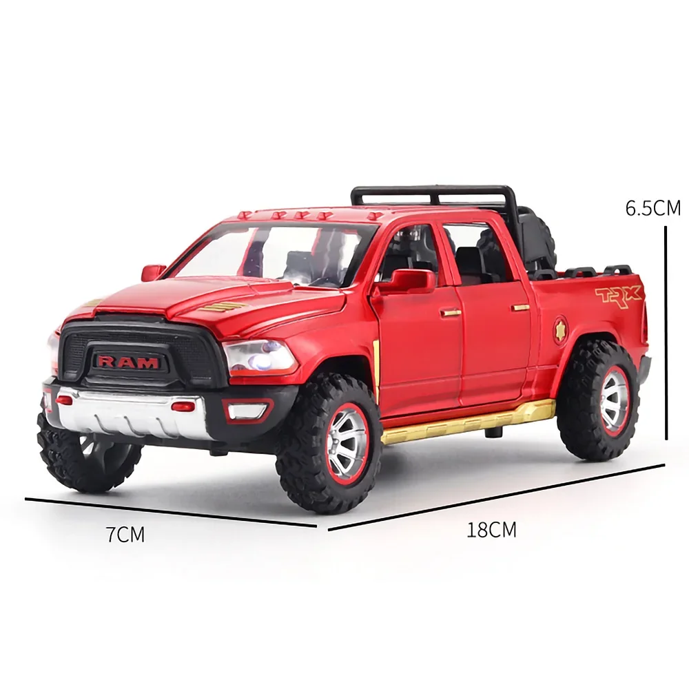 1:32 Scale 2021 Dodge RAM 1500 TRX Pick-up Truck ORV Diecast Model Toy with Spare Tires & Rack, Color: Black, Red, White