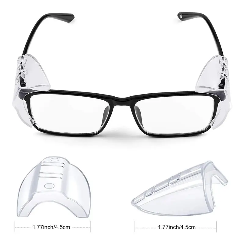 ABUN-voor veiligheidsbrillen 10 paar heldere zijschermen zijslipontwerp past op brillenlens tot 12 mm dikte lenzenvloeistof