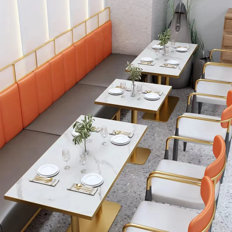 Restaurant Dining Tables and Chairs Commercial Use Double Side Restaurant Set Booth Seating Fast Food Sofa