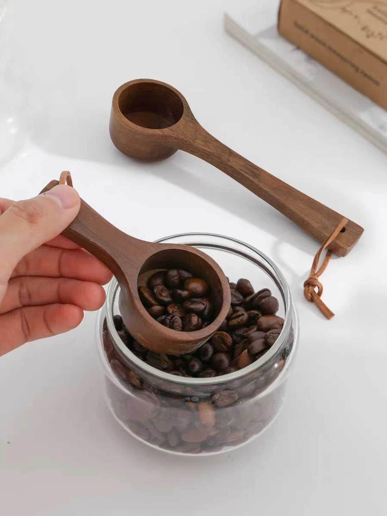 Wooden Coffee Spoon, Coffee Scoop Measuring for Coffee Beans, Whole Beans Ground Beans or Tea, Home Kitchen Tools Utensils