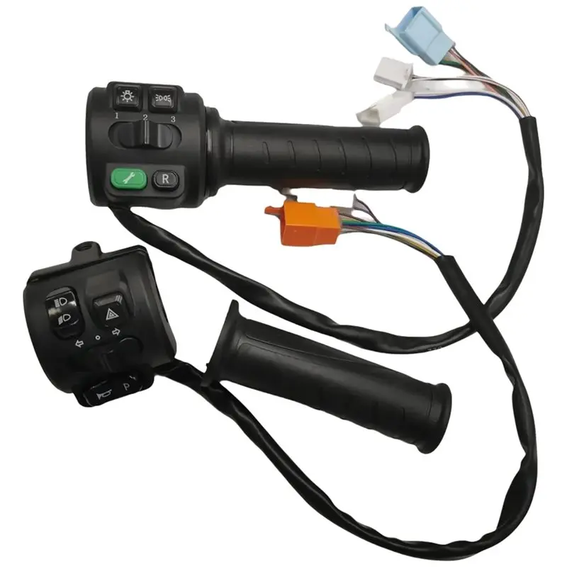 Reverse Handlebar With Electric Bike Throttle+ Switch Assembly, Integrated Brake Light, Off/Gears/Turning Control Unit