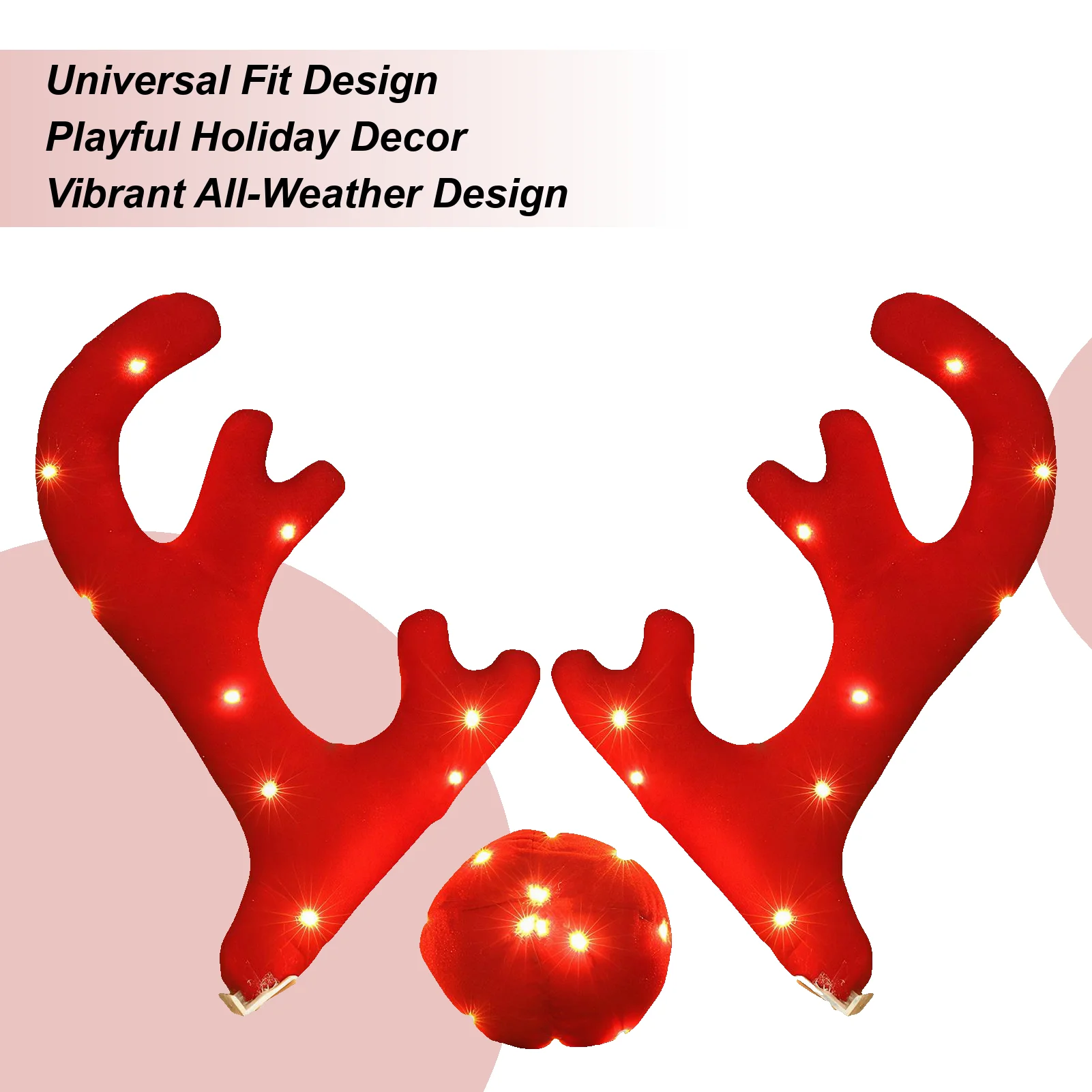 Reindeer Car Decor Cute Christmas Decor Light Up Antler Set Reindeer Kit Roofs Tops Decoration For Van SUV Shopping Mall Window