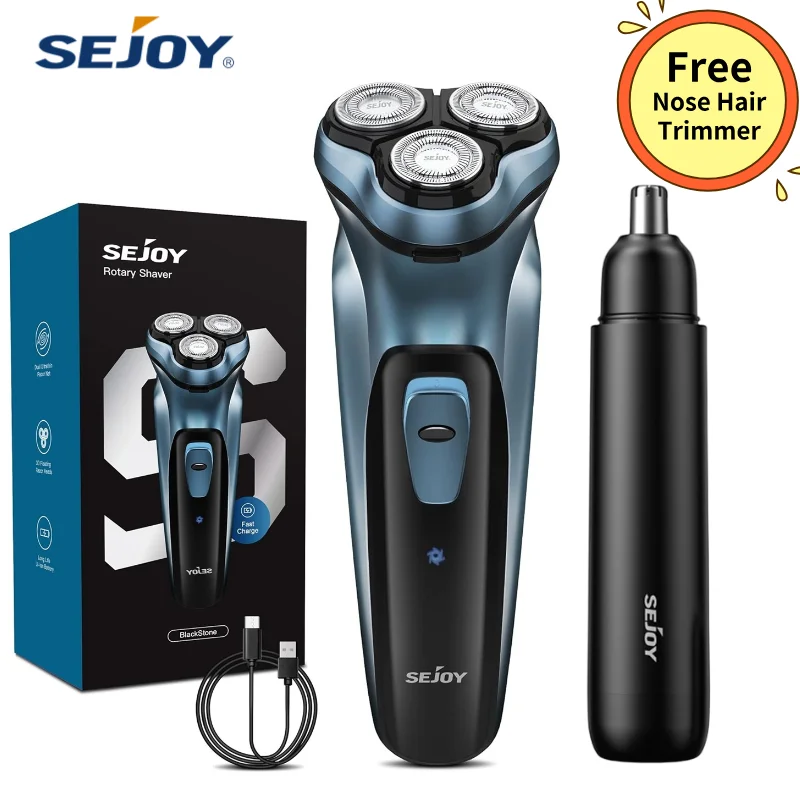 SEJOY 2 In 1 Men Electric Shaver ( Free Nose Hair Trimmer ) Beard Trimmer Electric Razor Rechargeable Waterproof Shaving Machine