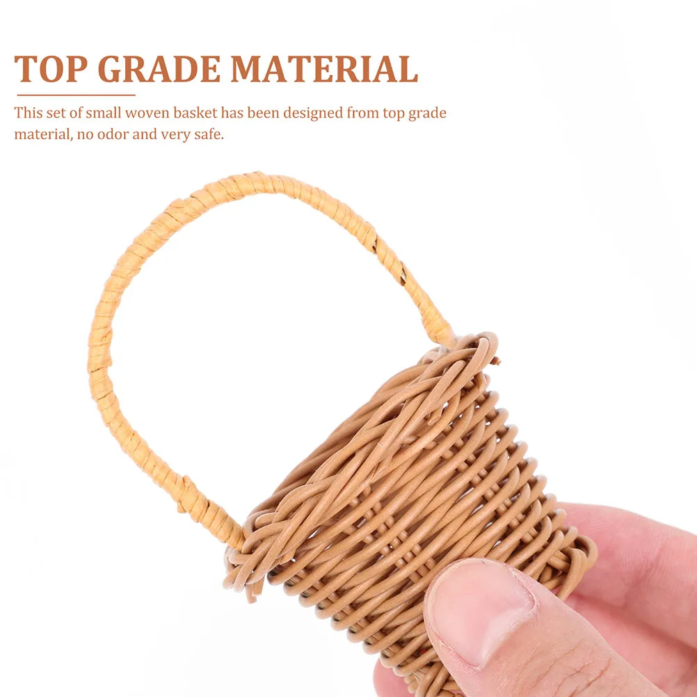 

10 Pcs Mini Flower Baskets Rustic Woven Rattan Tiny Storage Decorative Wedding Party DIY Basket Home Garden