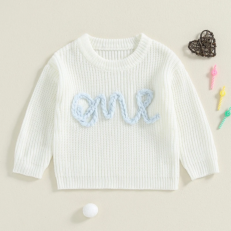 Baby Girl Boy Cute 1st Birthday Sweater Long Sleeve Infant First Birthday Sweaters One Year Old Winter Clothes