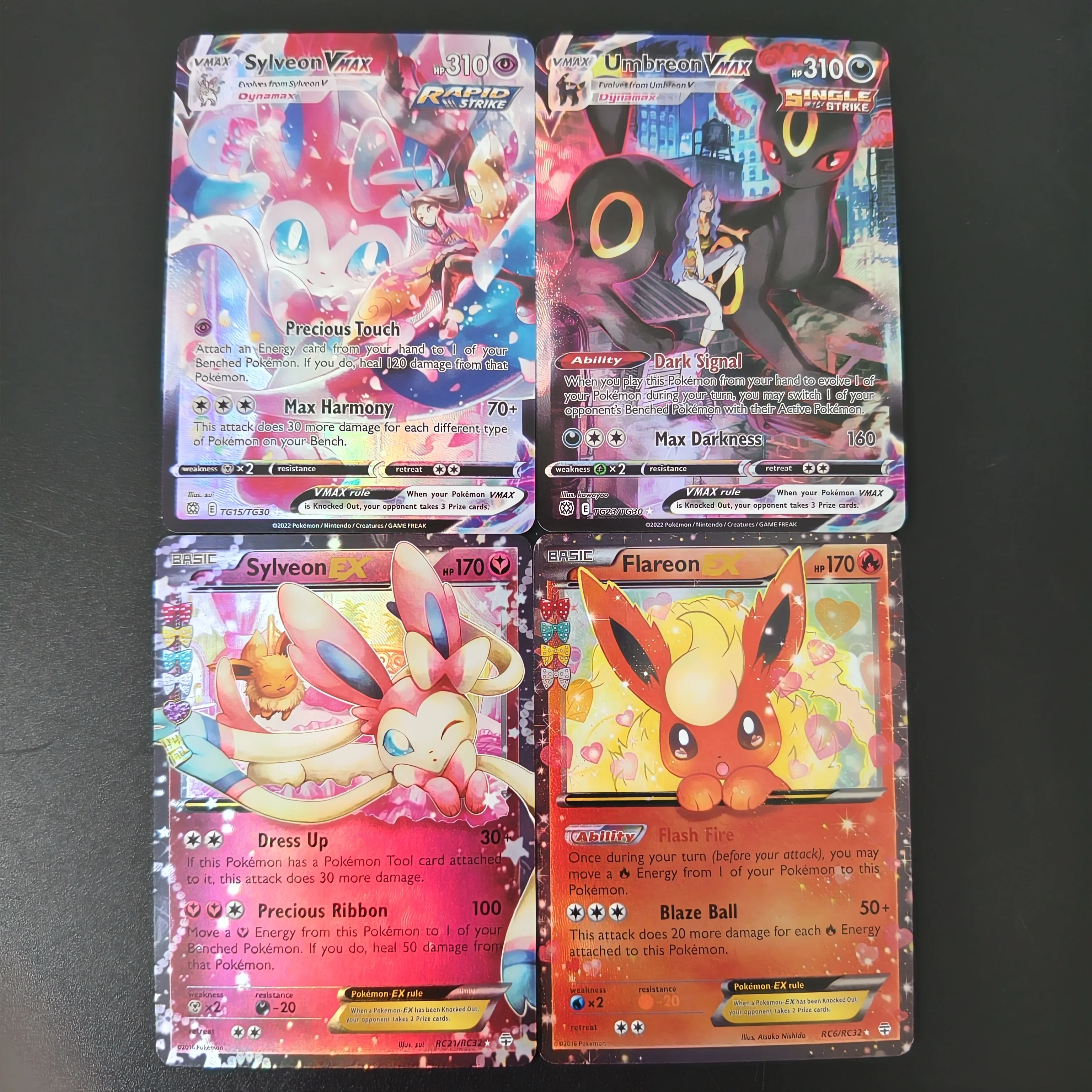 English/DIY PTCG Card Pokemon Eeveelution VMAX & EX Full Art Holo Card Umbreon Sylveon Flareon Classic Game Anime Cards Gift Toy