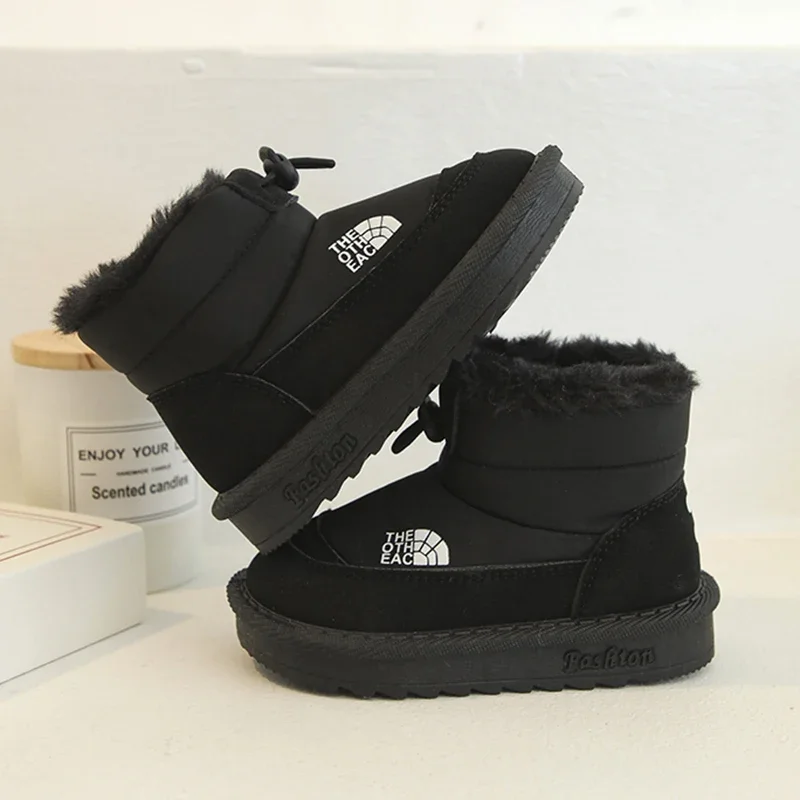 الأطفال أحذية الثلوج الفتيات الدافئة أفخم الثلوج الأحذية الفتيان تو حماية عدم الانزلاق لينة وحيد أحذية الرضع حجم 15-26