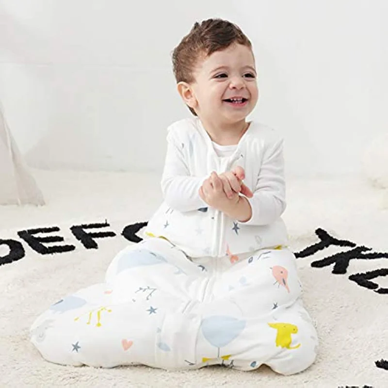 Sacchi a pelo senza maniche per bambini coperta indossabile invernale per bambini con cerniera a 2 vie sacco a pelo in cotone 2.5 TOG articoli per neonati Unisex