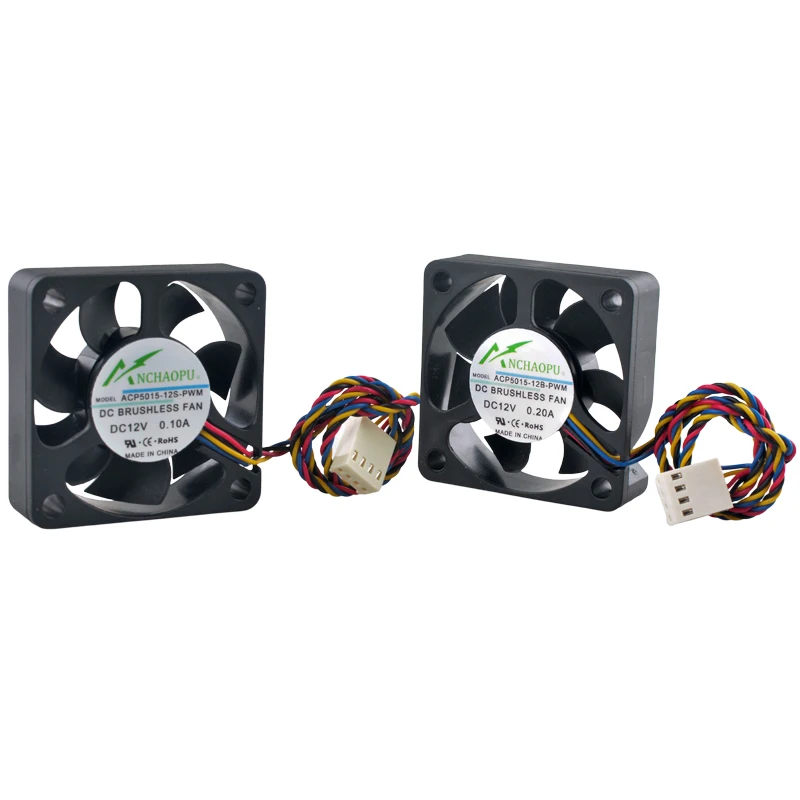 5cm 50mm Cooling Fan ACP5015-12S-PWM ACP5015-12B-PWM DC12V 0.10A/0.20A 4-Pin 5800/8000rpm 50x50x15mm Micro Host CPU Fan